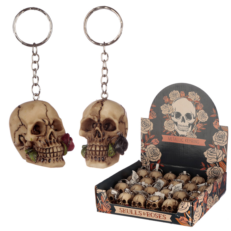 Schlüsselanhänger Key Totenkopf Skull Schädel Rose – RockaBoom